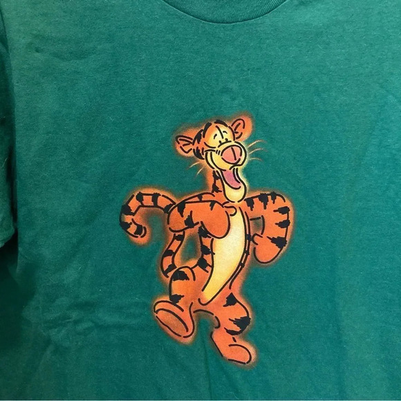 Vintage 90s Green Winnie the Pooh Tigger T Shirt Single Stitch Size Medium - Picture 4 of 8